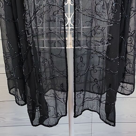 JMD Signature beaded open front sheer formal wear Women's Size 1X - Picture 3 of 12